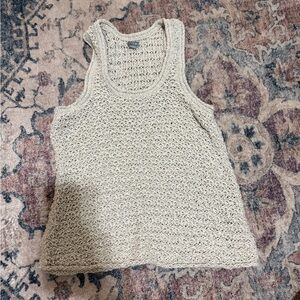 aerie Cream Crochet Open-Knit Tank